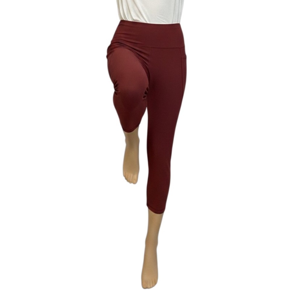 Old Navy Elevate Leggings Large Burgundy Go‑Dry High Rise Power Compression